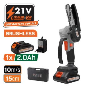   NAKAYAMA AKUMULÁTOROVÁ MINI REŤAZOVÁ PÍLA 21V, BEZKÚFELOVÁ,LIŠTA 10cm,825gr,REŤAZ 1/4"1,1mm,37Článkov 11m/s,1x2Ah Li-Ion,BMC (EC1040)