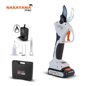   NAKAYAMA PRO Akumulátorové záhradnícke nožnice 21V, 2AH batéria, 0-30/0-40 mm, bezkefové, 970g,  KUFOR , BATERIA (EC1400)