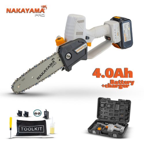 NAKAYAMA PRO AKUMULÁTOROVÁ MINI REŤAZOVÁ PÍLA 21V, BEZkefová, 1500gr, 20cm LIŠTA,REŤAZ 1/4" 48Link 8m/s, 4,0Ah Li-Ion, Púzdro (EC1550)