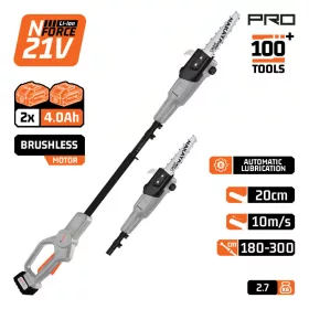   NAKAYAMA PRO akumulátorová teleskopická vyvetvovacia reťazová píla, 21 V, 20 cm, 2×4,0 Ah (EC1615)