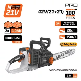   NAKAYAMA PRO akumulátorová reťazová píla 42 V, 40 cm, bezuhlíkový motor, 2×4 Ah (EC1711X44)