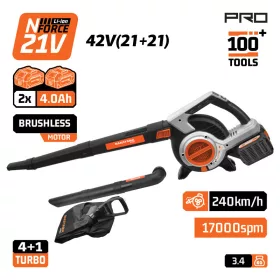   NAKAYAMA PRO akumulátorový vysávač a fúkač lístia 42 V, bezuhlíkový motor, 288 km/h, 2×4 Ah (EC1715X44)