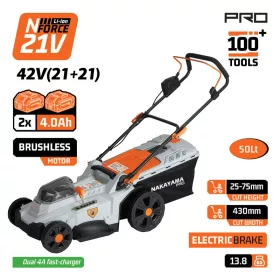   NAKAYAMA PRO akumulátorová kosačka 42 V, 43 cm, bezuhlíkový motor, 2×4 Ah (EC1726X44)