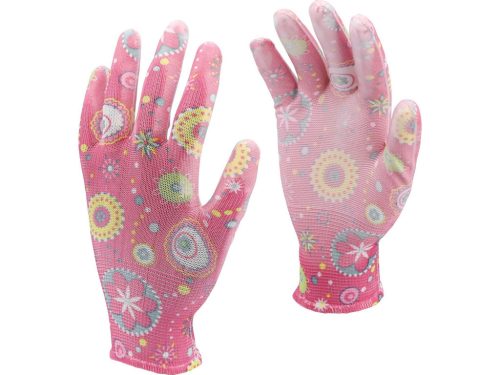 FLO POLYESTEROVÉ ZÁHRADNÉ RUKAVICE 8" KVETY (FL-74126)