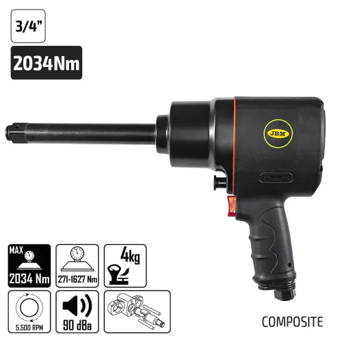 JBM Pneumatický kľúč 3/4" s dlhým hnacím hriadeľom 15 cm (2034 Nm) (JBM-51210)