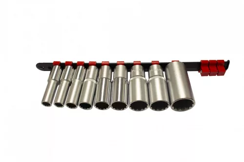 KROFtools 9-dielna sada 1/2" predĺžených nástrčných hlavíc, 12-hranné, 10-27mm (1238)