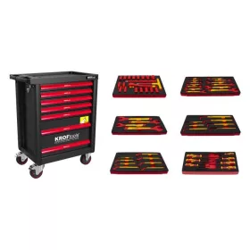   KROFtools izolovaná skrinka s elektrikárskym náradím VDE – 6 modulov, čierna (8498PRE)