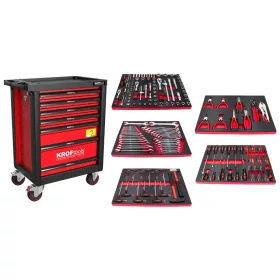   KROFtools vozík na náradie, 7 zásuviek, vybavený 160 ks náradia (8622)