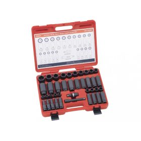   Genius Tools Sada pneumatických kľúčov, metrické, dlhé a normálne, 1/2", 40 kusov (CD-440M)