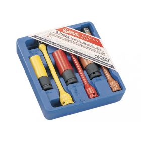   Genius Tools Sada hlavica pneumatického kľúča + stopka, metrická 1/2", 6 kusov (CW-406M)