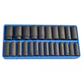   Genius Tools Sada pneumatických kľúčov, metrická, dlhá, 1/2", 24 kusov (DI-424M)