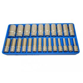   Genius Tools Súprava vraních hlavičiek, metrická, dlhá, 1/2", 24 kusov (DS-424M)