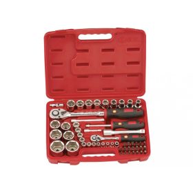   Genius Tools Súprava vrtákov s hlavou a bitmi, metrické 1/4" a 1/2", 54 kusov (EU-2454M)