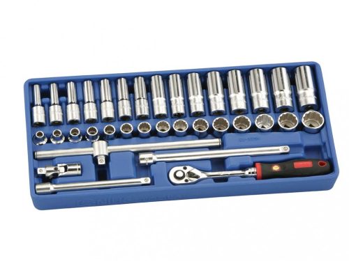 Genius Tools Súprava vraních hláv, metrická, dlhá a normálna, 3/8", 35 kusov (EU-335M)