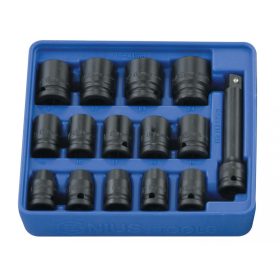   Genius Tools Sada pneumatických kľúčov, metrická, 1/2", 15 kusov (IS-415M)