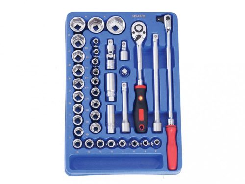 Genius Tools Súprava vraních hlavíc, E-torx a 6-dielna, metrická, 1/2", 37 kusov (MS-437M)