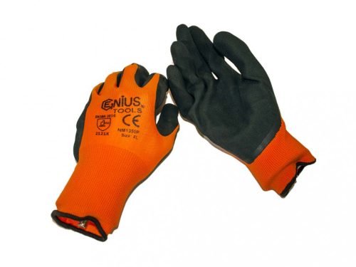 NMSafety Rukavice z nylonu s penovým latexom na dlani (EN 2131), oranžovo-čierne, XXL (NM1350F-OR-BLX)