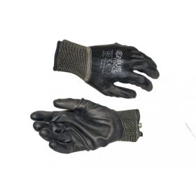   NMSafety Polyesterové rukavice s PU tesnením na dlani (EN 3121), čierne, XXL (PU1350PBLB)