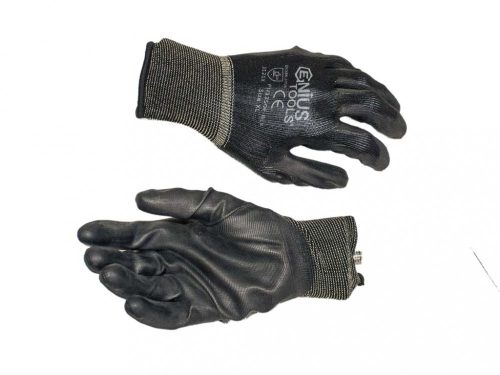 NMSafety Polyesterové rukavice s PU tesnením na dlani (EN 3121), čierne, XXL (PU1350PBLB)