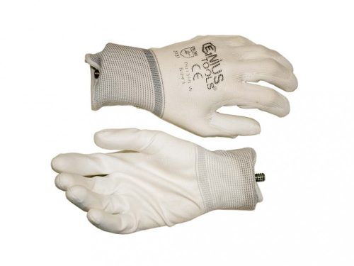 NMSafety Polyesterové rukavice s PU tesnením na dlani (EN 3121), biele, veľkosť L (PU1350PW/L)
