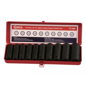   Genius Tools Sada pneumatických kľúčov, metrická, dlhá, 1/2", 10 kusov (TD-410M)