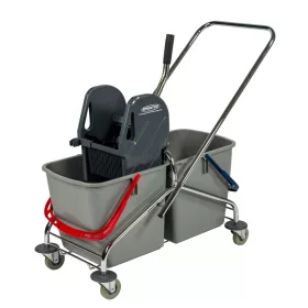 SPRiNTUS Mopový vozík s dvoma vedrami, chróm, 2 × 27 l
