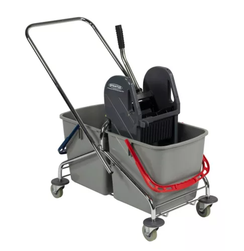 SPRiNTUS Mopový vozík s dvoma vedrami, chróm, 2 × 27 l