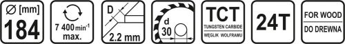 STHOR TCT ČEPEL NA DREVO D184 T24 d30 (08825)