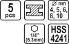 STHOR VŔTAČKY KOVOVÉ 5KS 4-10MM HSS HEX 1/4" (21650)