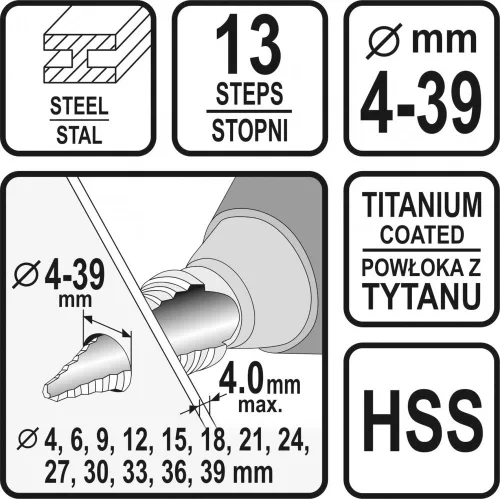 STHOR KROKOVACÍ VŔTÁK 4-39MM (22613)