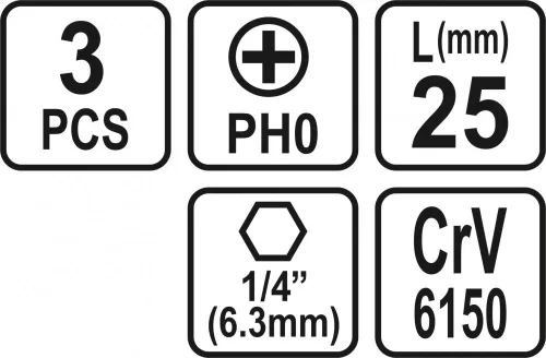 STHOR SKRUTKOVACIE Bity 1/4 25MM PH0 3 KS (65451)