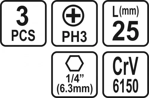 STHOR SKRUTKOVACIE BITY 1/4 25 MM PH3 3 KS (65454)