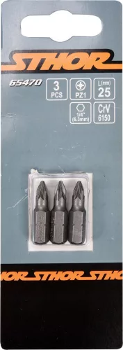 STHOR SKRUTKOVACIE BITY 1/4 25 MM PZ1 3 KS (65470)