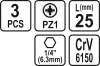 STHOR SKRUTKOVACIE BITY 1/4 25 MM PZ1 3 KS (65470)