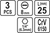 STHOR SKRUTKOVACIE BROTY 1/4 25MM, 8MM 3 KS (65483)