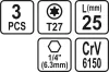 STHOR SKRUTKOVACIE Bity 1/4 25MM TORX T27 3 KS (65496)