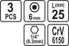 STHOR SKRUTKOVACIE BROTY 1/4 25MM HEX H6 3 KS (65504)