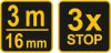VOREL Meter zvinovací 3 m x 16 mm žlto-čierny (10123)
