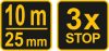 VOREL Meter zvinovací 10 m x 25 mm žlto-čierny (10129)