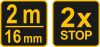 VOREL Meter zvinovací 2 m x 16 mm žltý (10130)