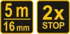 VOREL Meter zvinovací 5 m x 16 mm žltý (10135)