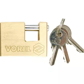   VOREL Zámok visací 65 mm čepový mosadz 3 kľúče (77211)