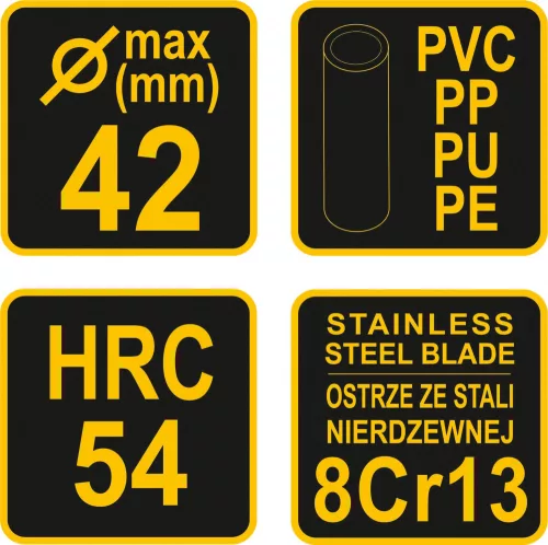 VOREL Kliešte na strihanie PVC trubiek max. Pr.42mm (78341)