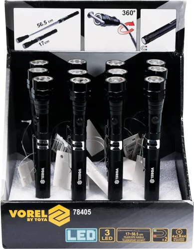 VOREL Svietidlo TELESKOP s magnetom 3 LED (78405)