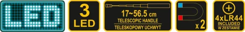 VOREL Svietidlo TELESKOP s magnetom 3 LED (78405)