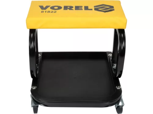 VOREL pojazdná dielenská stolička s oceľovým rámom, vinylovým sedadlom, nosnosť 115 kg (81822)