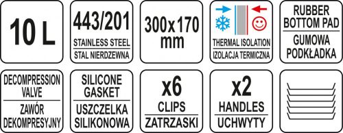 YATO Termo nádoba 10 l, nerezová (YG-09200)