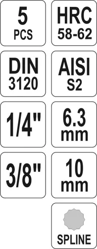 YATO Bity sada 5 ks (CrV 6150) (YT-04360)