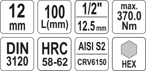 YATO Nadstavec predĺžený 1/2" bit Imbus H12 (YT-04396)
