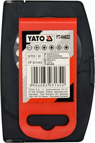 YATO Sada bitov s adaptérom 1/4" 32ks (YT-04622)